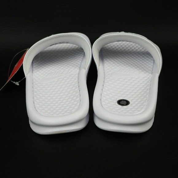 Nike Benassi JDI Women Sandals Slide All White Leather Outdoors - Picture 5 of 12